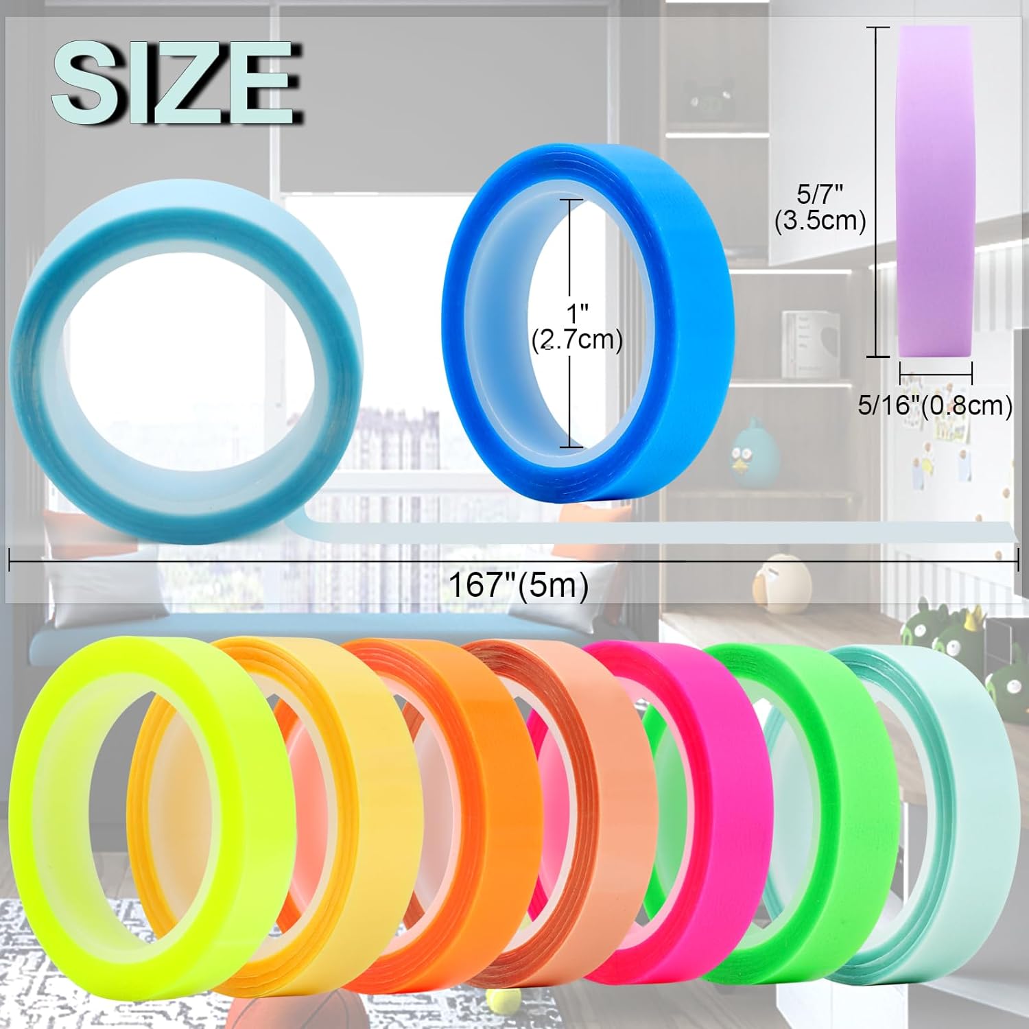10 Rolls Highlighter Tape Removable for Books Classroom