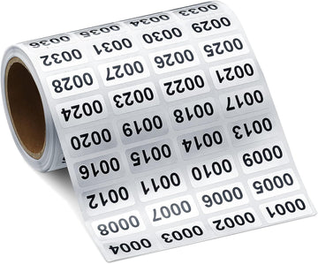 001-2000 Pcs Inventory Number Sticker Labels Self Adhesive Waterproof