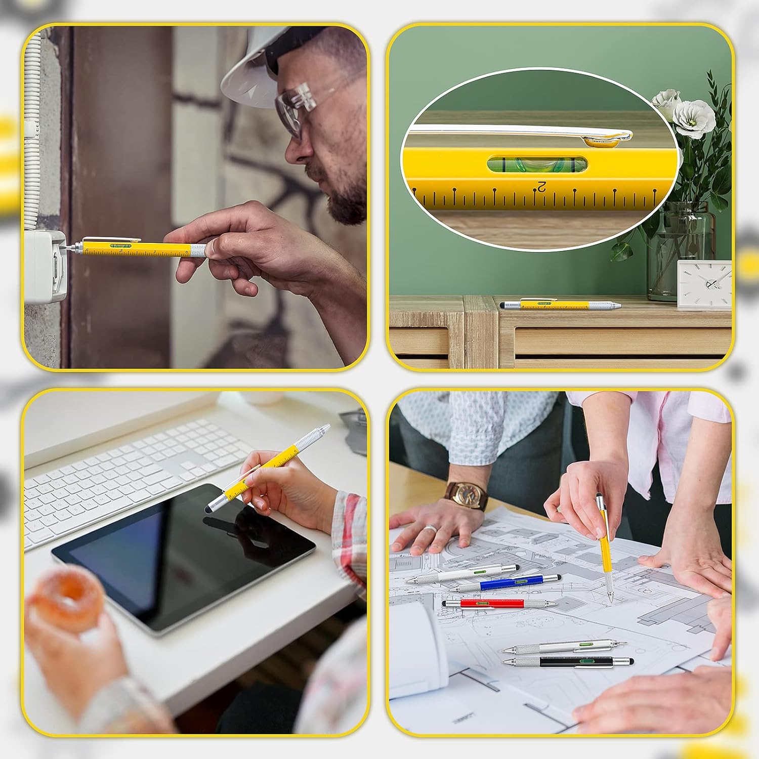4 Pack 6IN1 Multitool Pen with Extra Refills Set