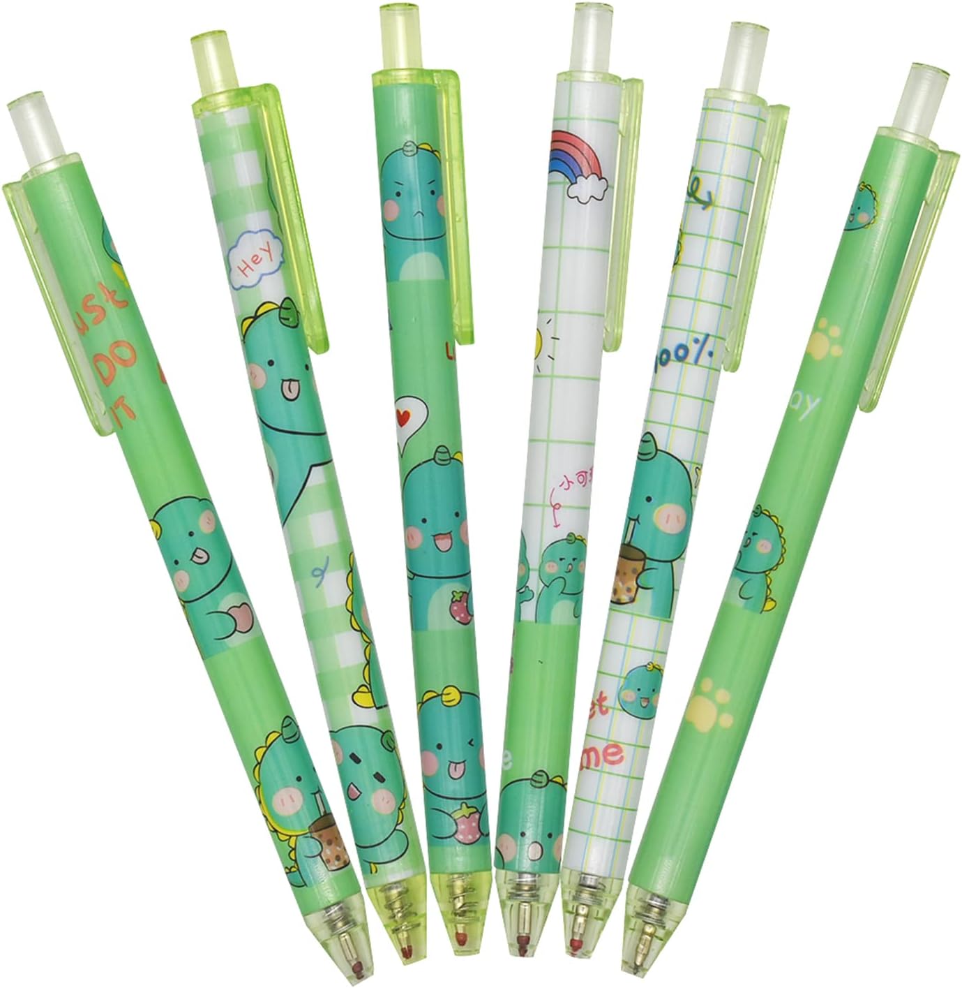 12PCS Cute Dinosaur Retractable Gel Pens For Kids School Supplies