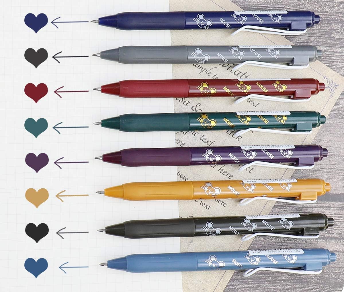 COLNK Colored Gel Pens with Retro Ink Retractable,0.5mm,8 Pack