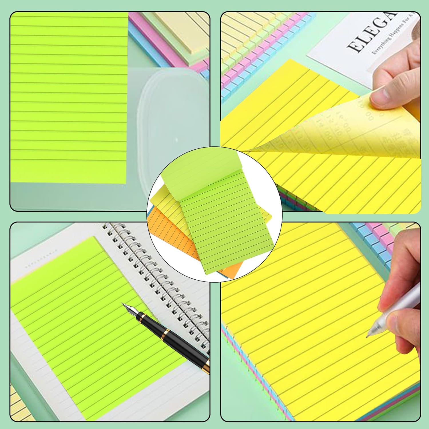 Lined Sticky Notes 4 X 6 Inch,50 Sheets/pad,6 Color