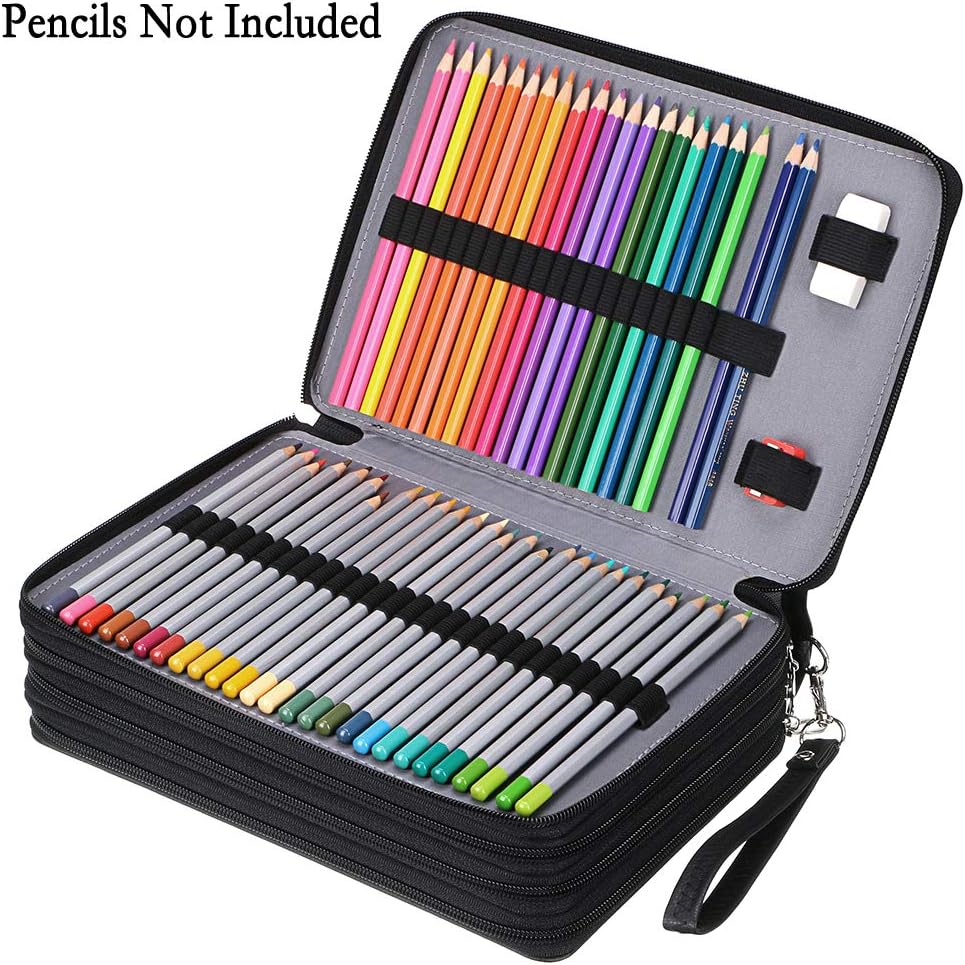 200 Slots PU Leather Pencil Case Holder Organizer