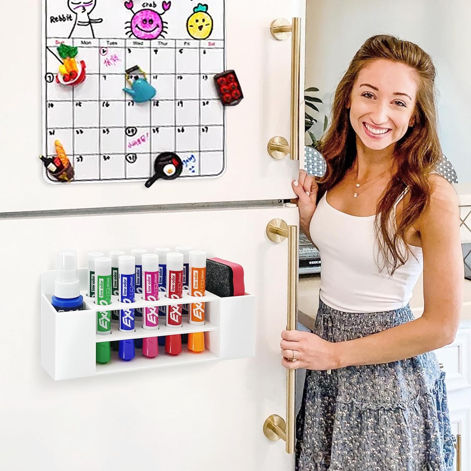 10 Slots Acrylic Magnetic Dry Erase Marker Pen Holder