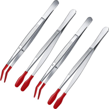 4Pcs Tweezers with Rubber Tip for Lab Industrial Jewelry Craft