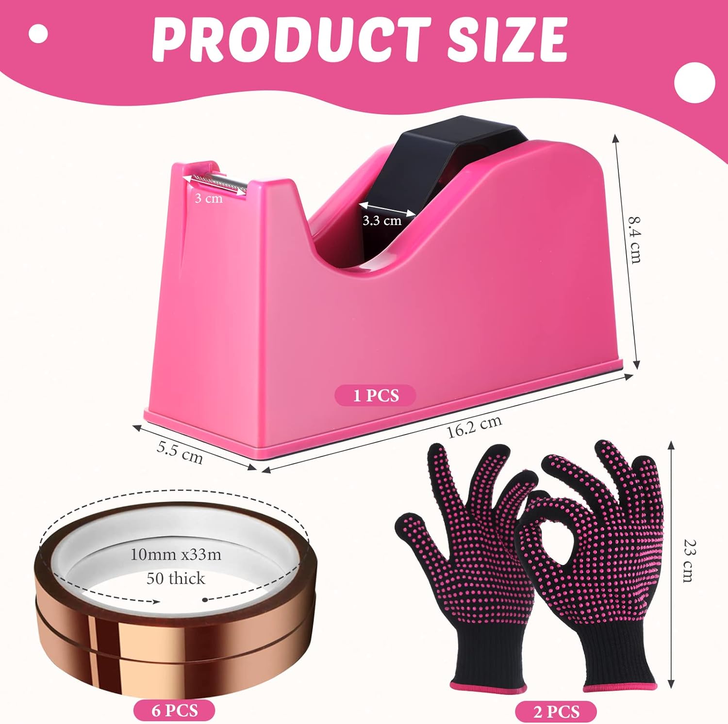 9Pcs Heat Sublimation Tape Dispenser Set with Gloves and Heat Tapes