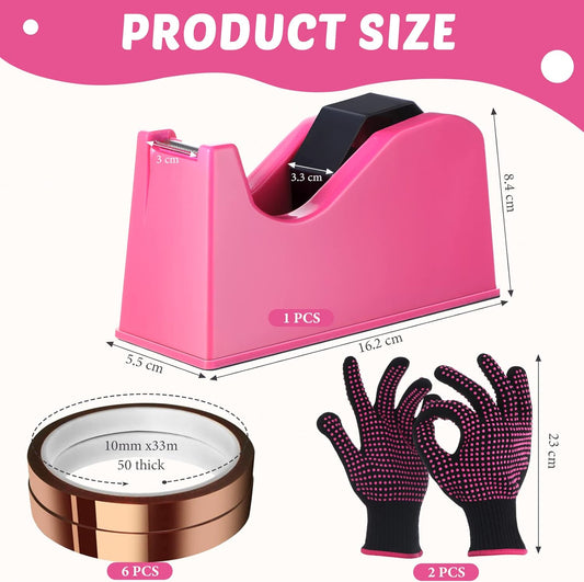 9Pcs Heat Sublimation Tape Dispenser Set with Gloves and Heat Tapes