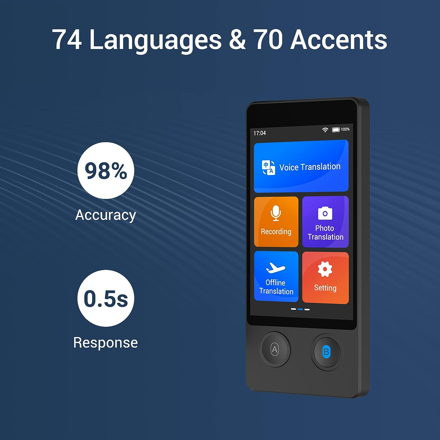 W12 AI Offline Voice Translator 144 Language Translator Device