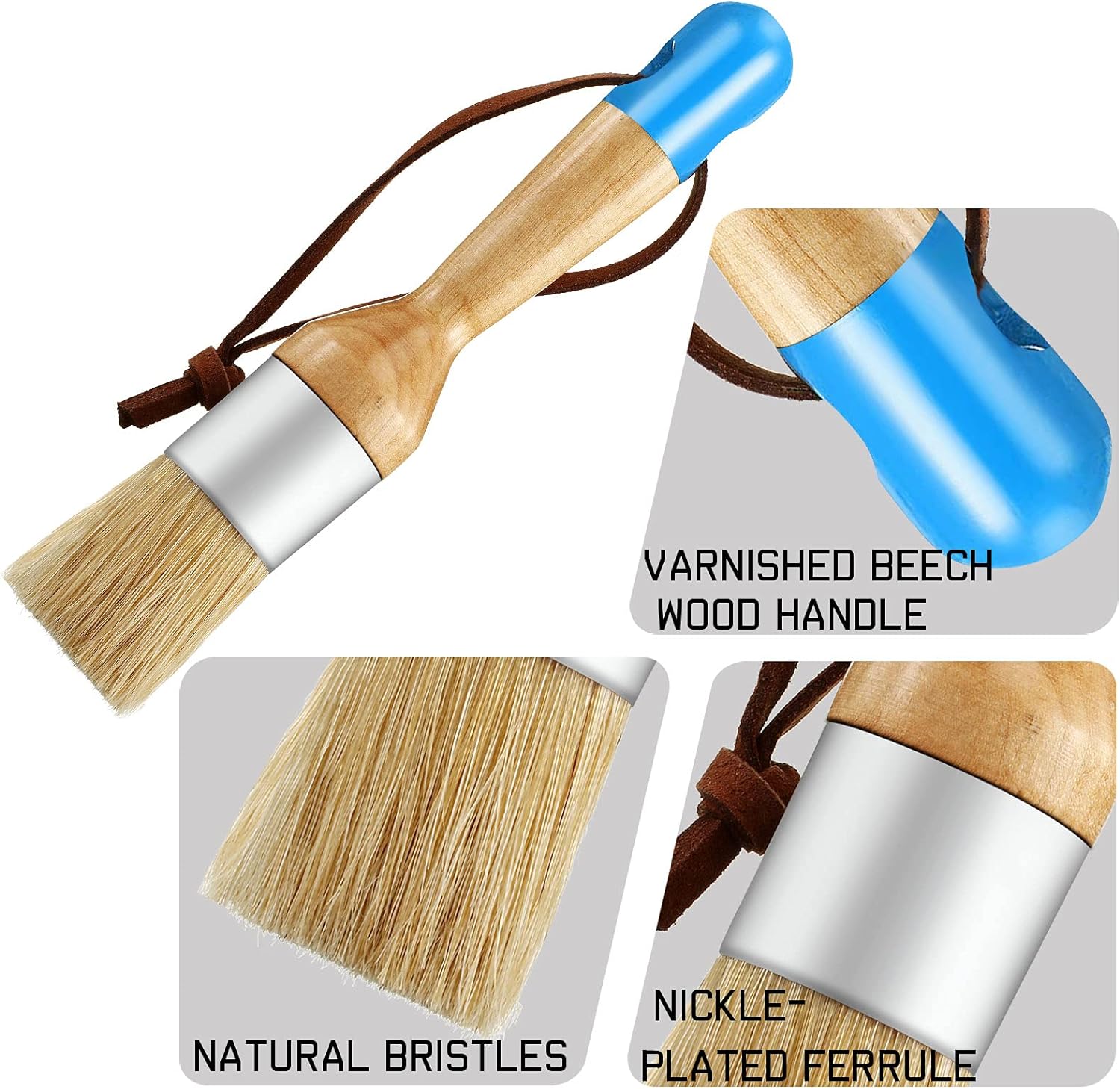 3 Pieces Chalk and Wax Paint Brushes for Acrylic Painting Wood Furniture