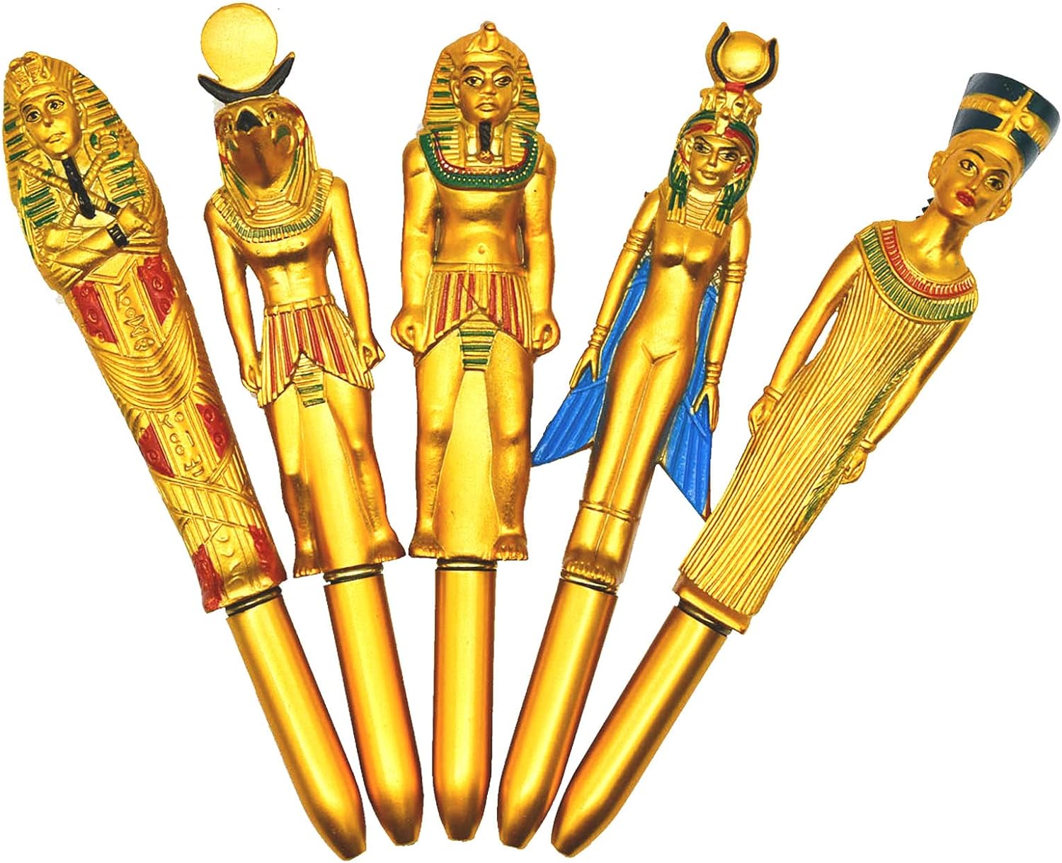 5PCS Egyptian Pharaohpe Retractable Ballpoint Pen 0.5mm Blue Ink