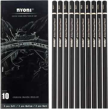 Nyoni Professional Charcoal Pencils Drawing 10 Pack