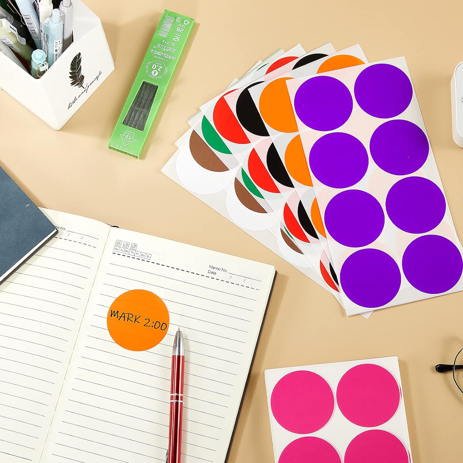 2 Inch Round Color Coding Stickers Circle Dot Labels Self-Adhesive