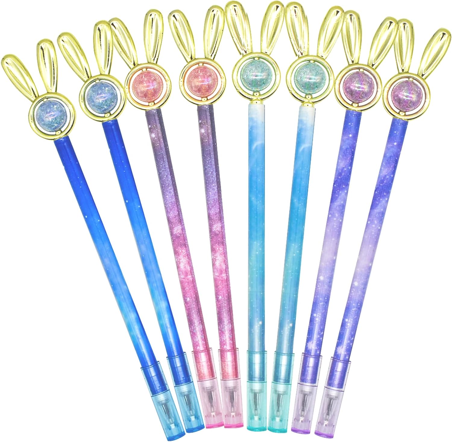 24PCS Rabbit Easter Bunny Pens Starry Sky with Pearl Gel Pens 0.5mm