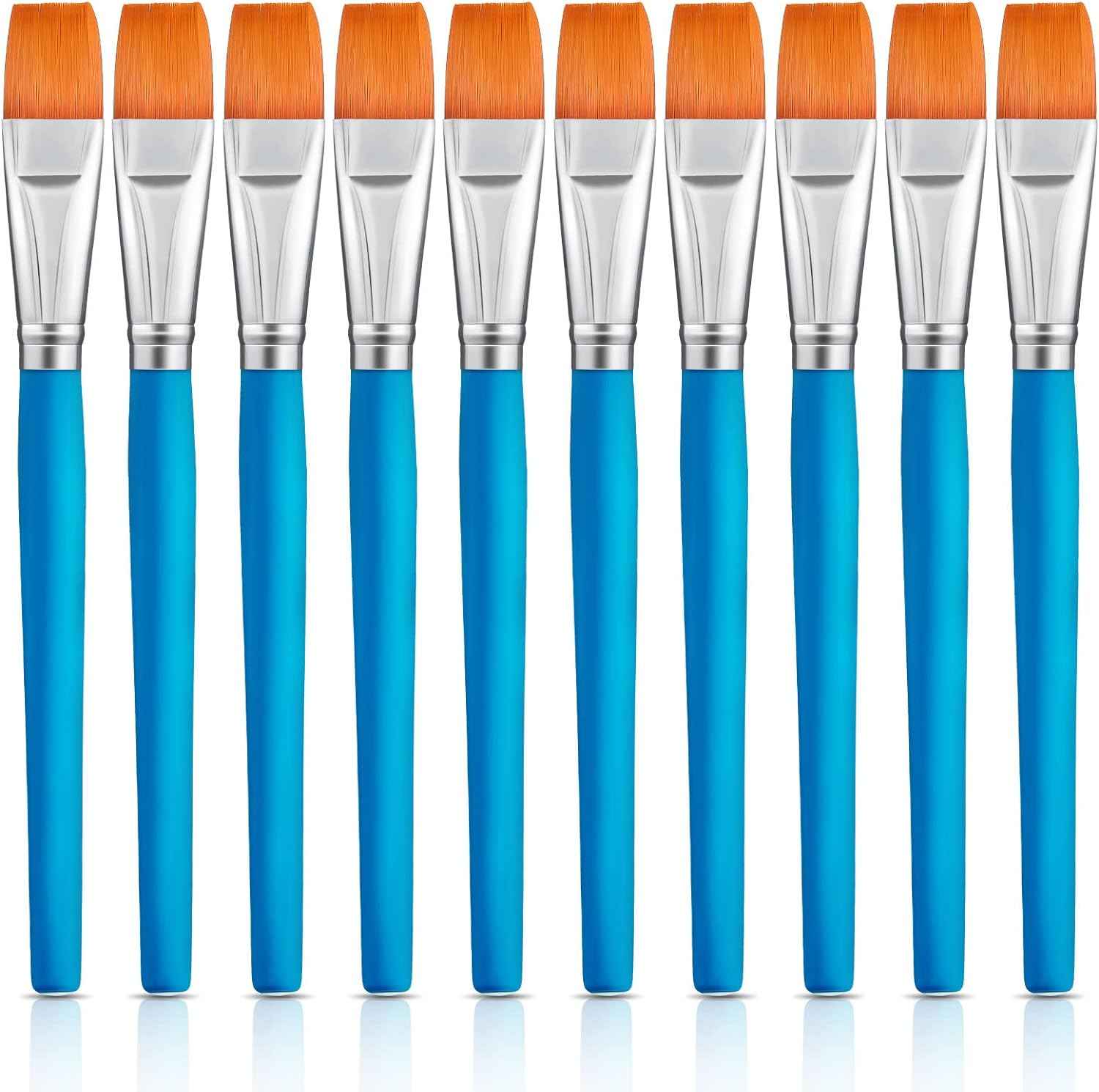 10 pinceles planos de pintura acrílica de 3/4 de pulgada para niños y  adultos