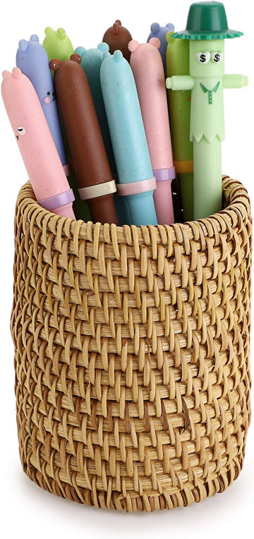 Rattan Pen Cup,Handmade Desk Pencil Holders