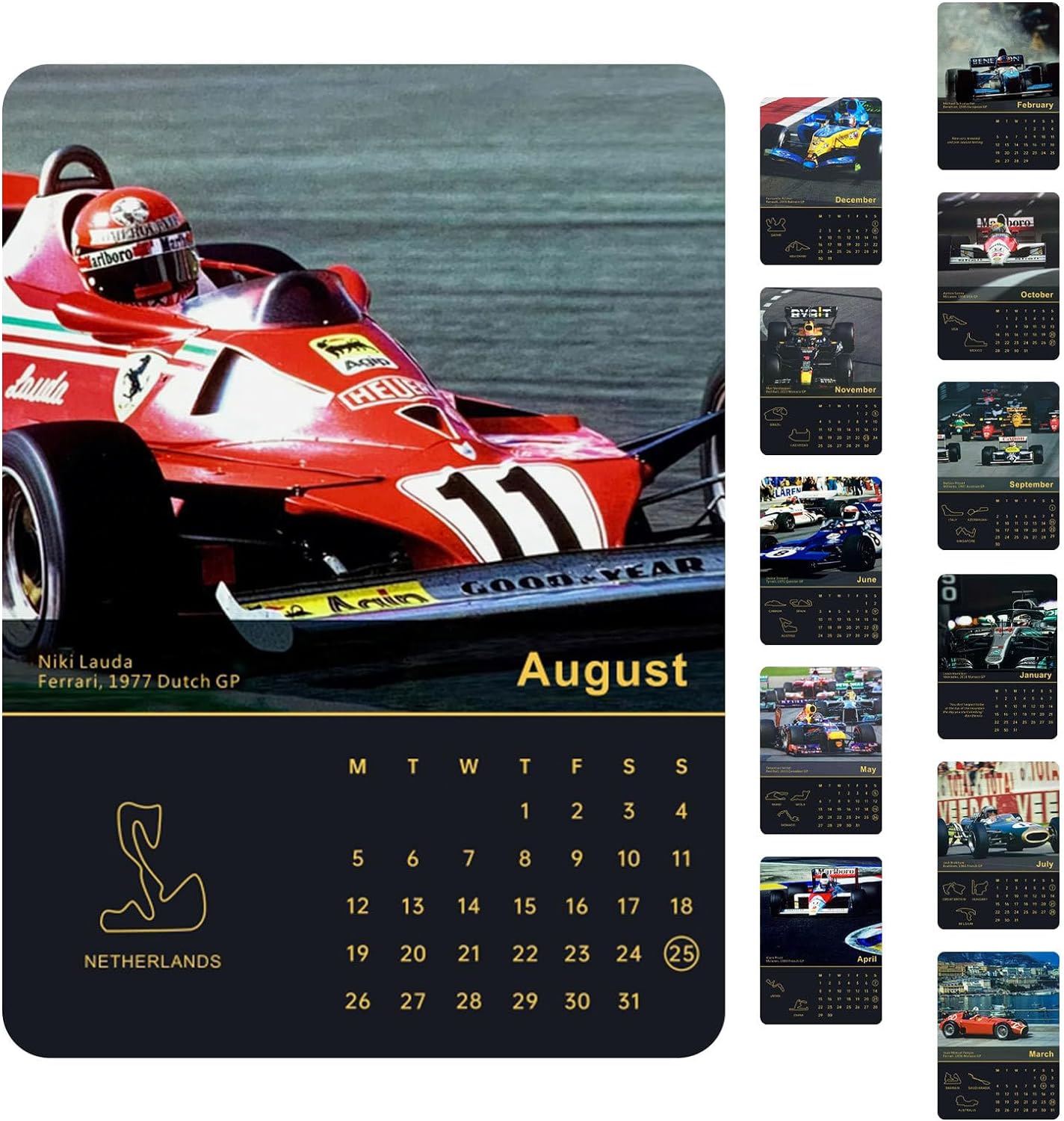 2024 Wall Formula 1 Monthly Calendar for F1 Fans