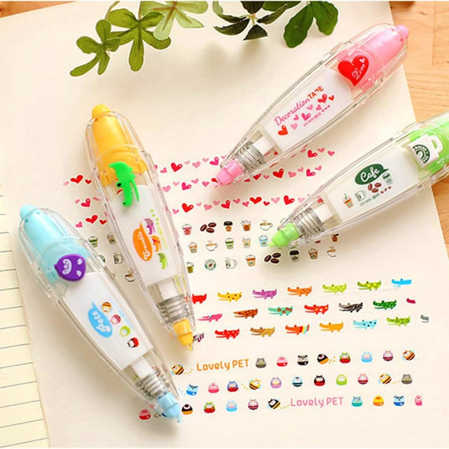 6Pcs DIY Cute Animals Decorative Pen Lace Pattern Correction Tape