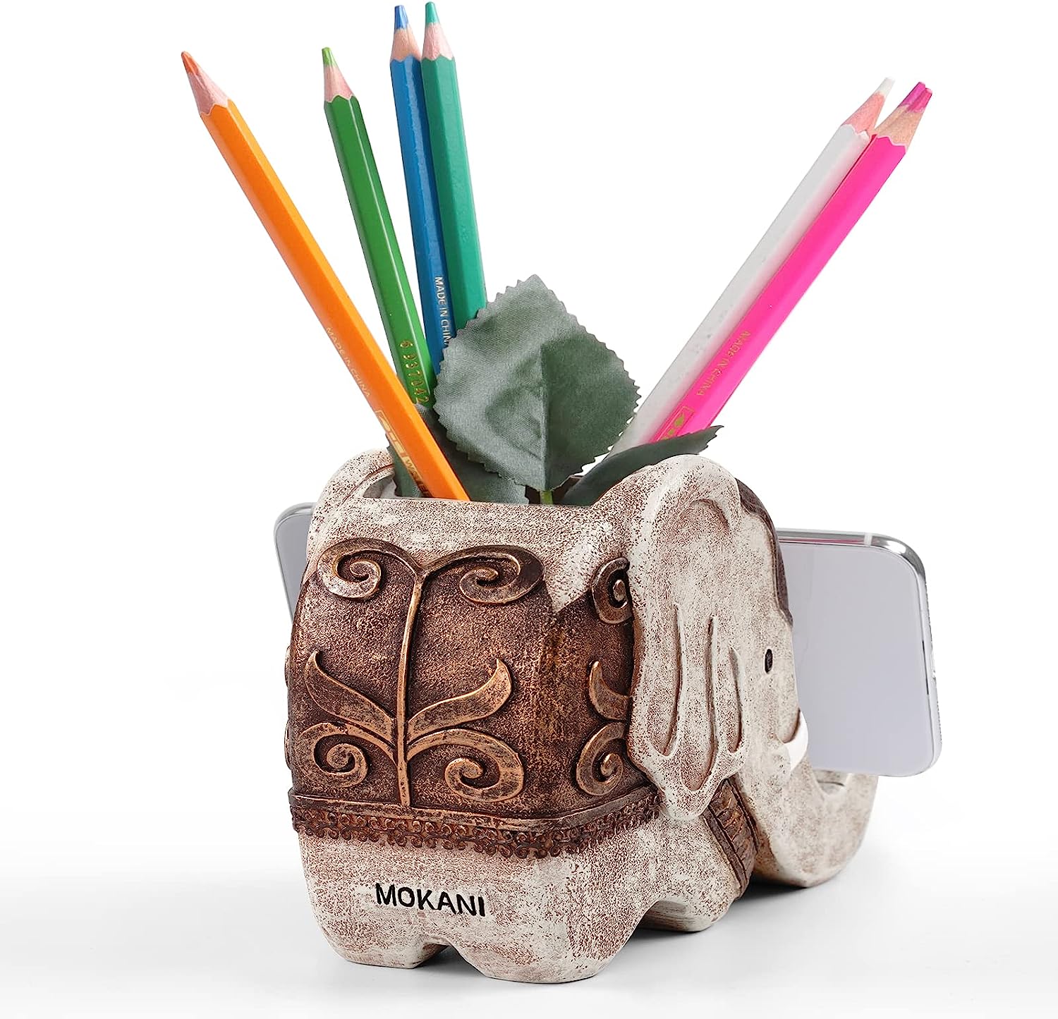 Elephant Pencil Holder with Phone Stand,Office Desk Organizer