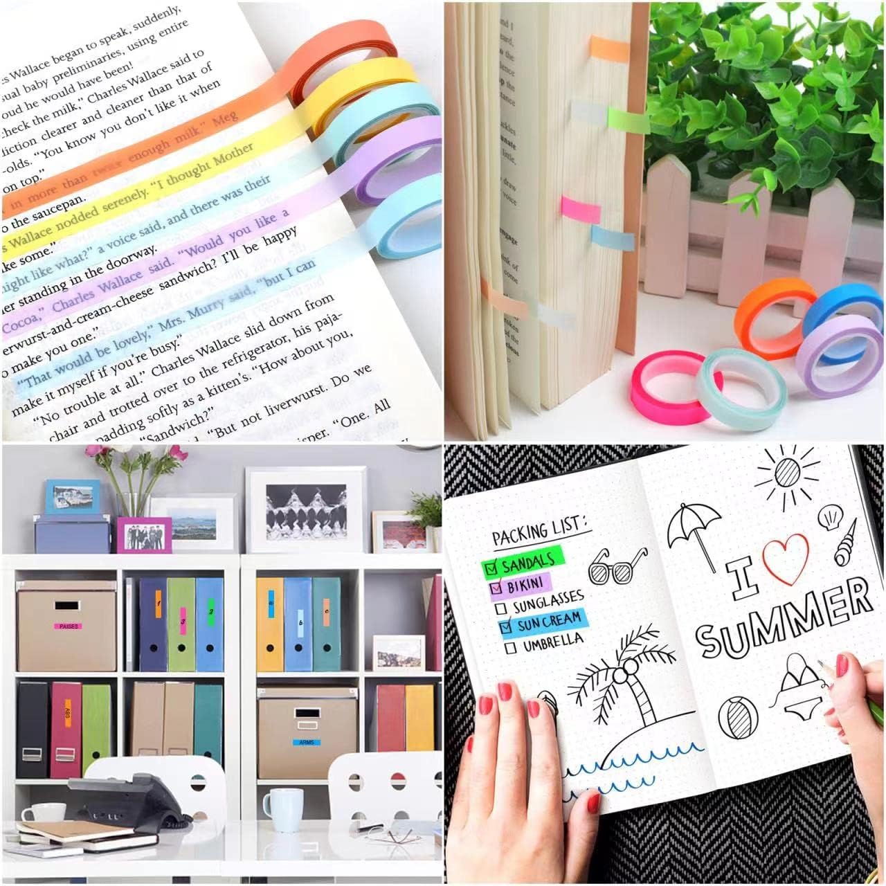 10 Rolls Highlighter Tape Removable for Books Classroom