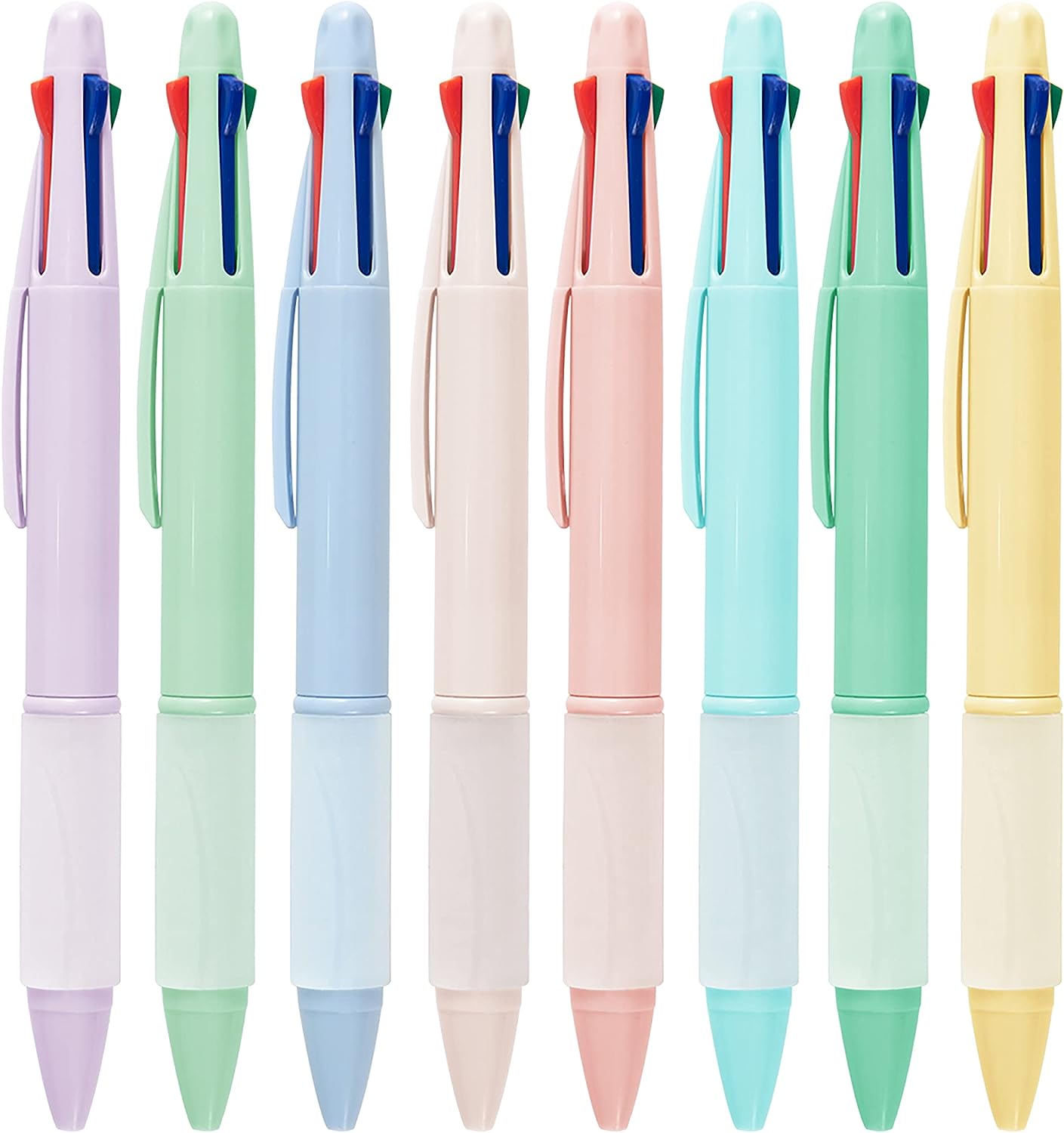 8 Pack BallPoint Multi Pens 4-in-1 Colored Pens (1.0mm)