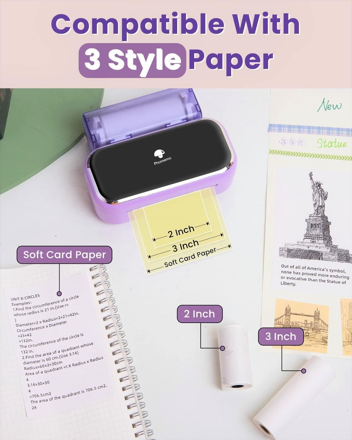 Phomemo M03 Portable Bluetooth Printer for 2-3 Inch Width Thermal Paper