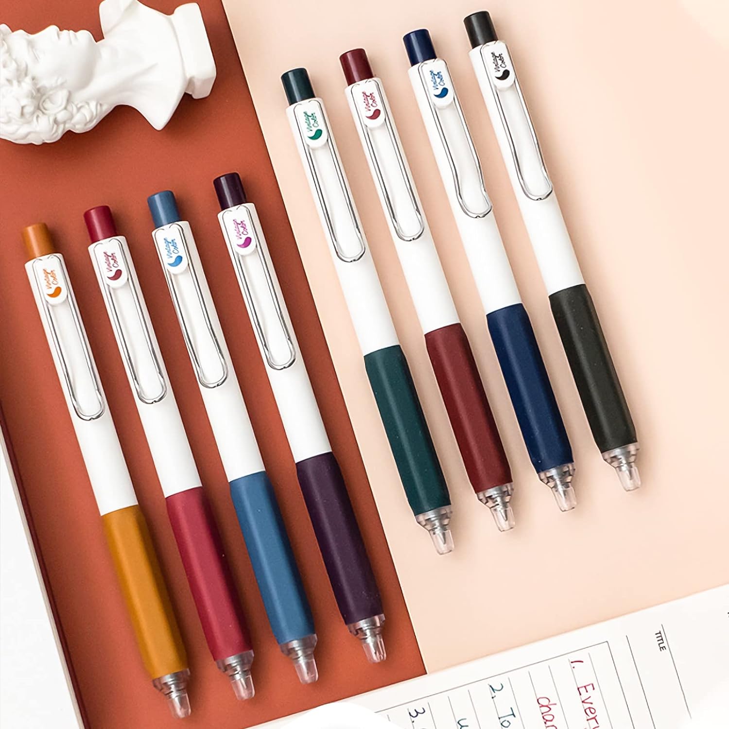 8 Vintage Color Gel Pens,0.5mm Fine Point for Note Taking Journaling