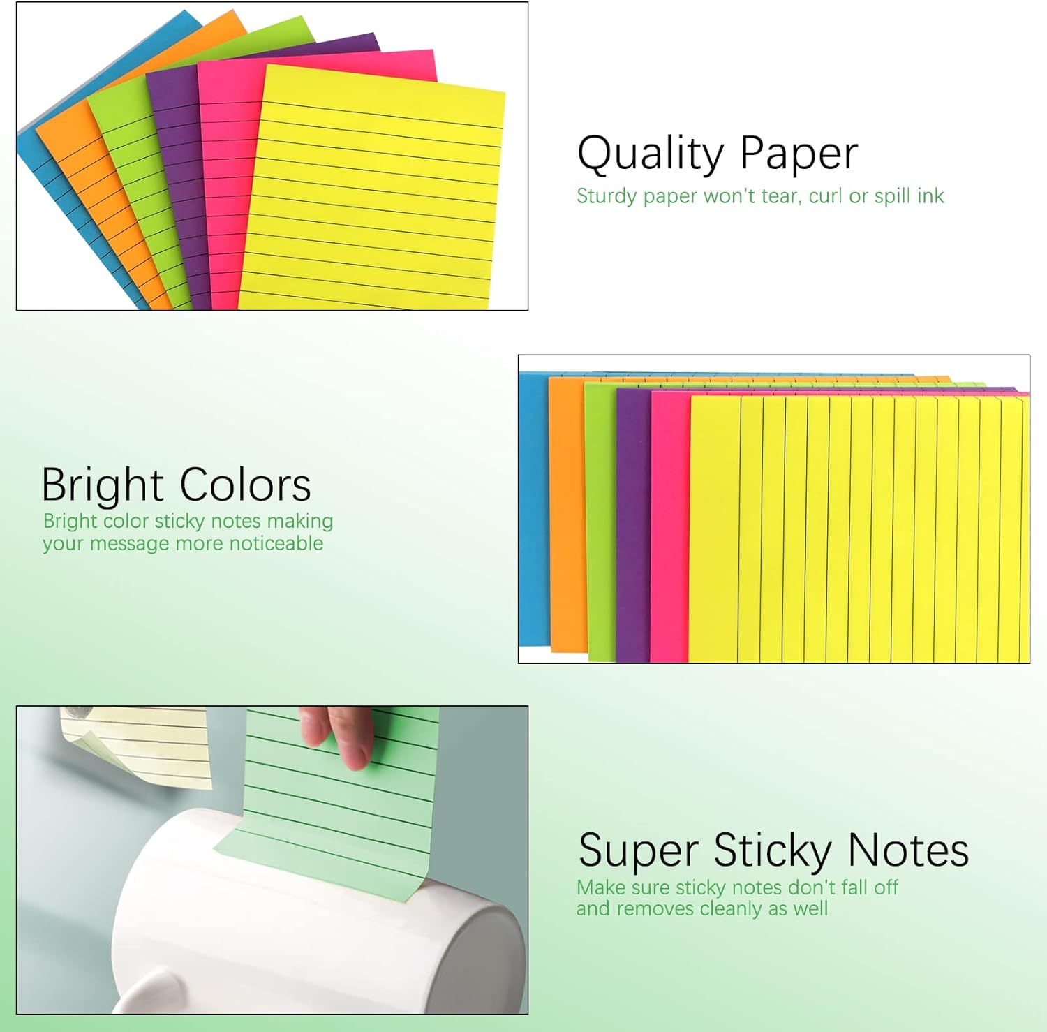 Lined Sticky Notes 4 X 6 Inch,50 Sheets/pad,6 Color