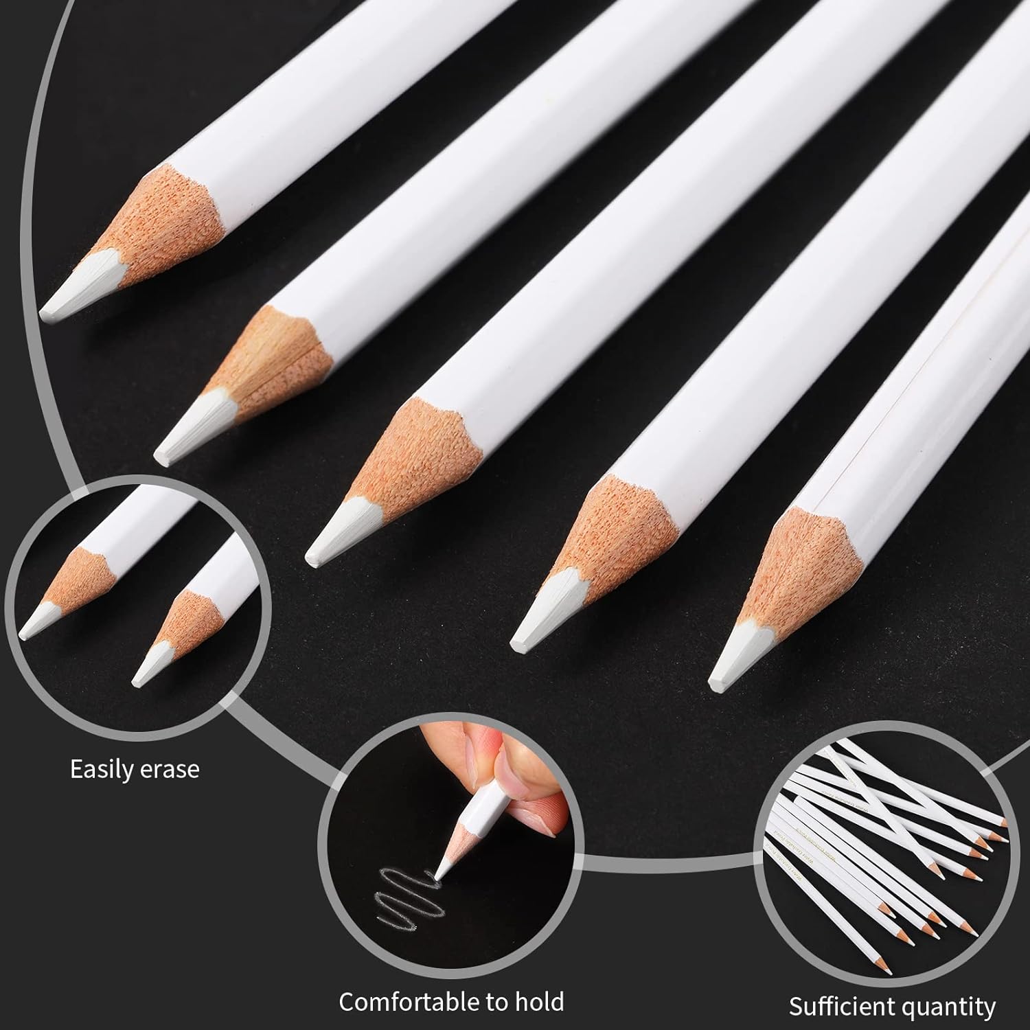 YOKE White Water Erasable Pencils for Sewing Tailor Fabric Washable 48 Pack
