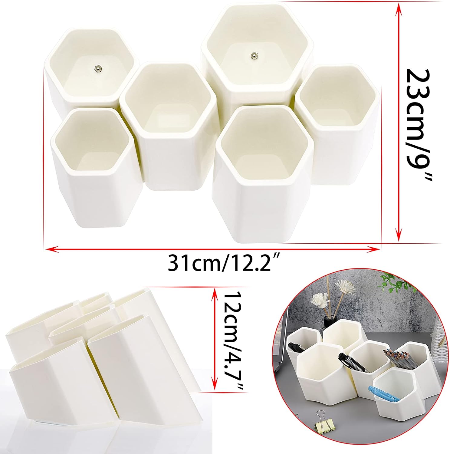 Hexagonal Creative Pen Holder Desktop Wall-Mounted