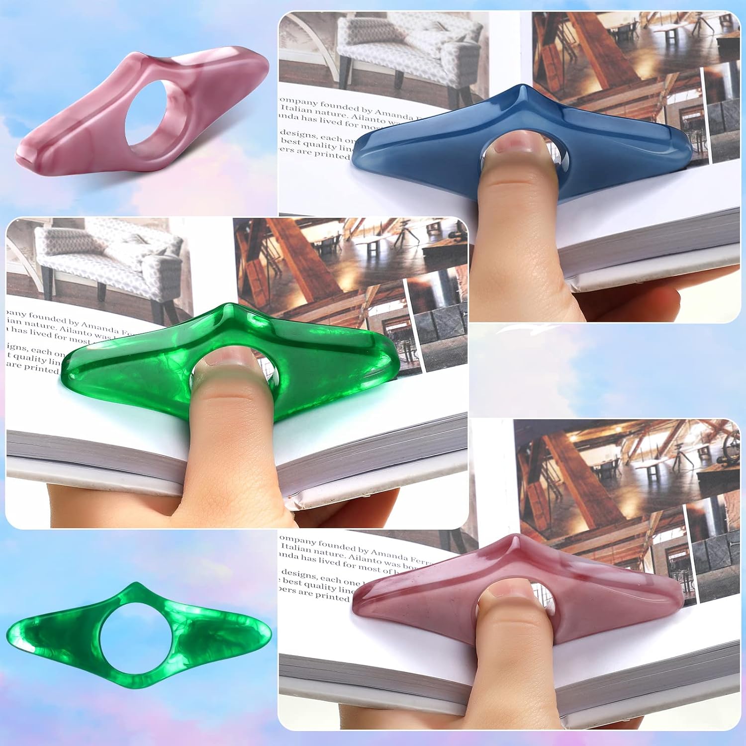 3Pcs Thumb Book Page Holder Resin Thumb Reading Bookmark