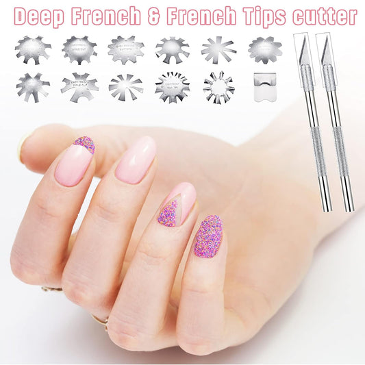 19Pcs French Nail Trimmer Set with Cutting Knife and Spare Blades