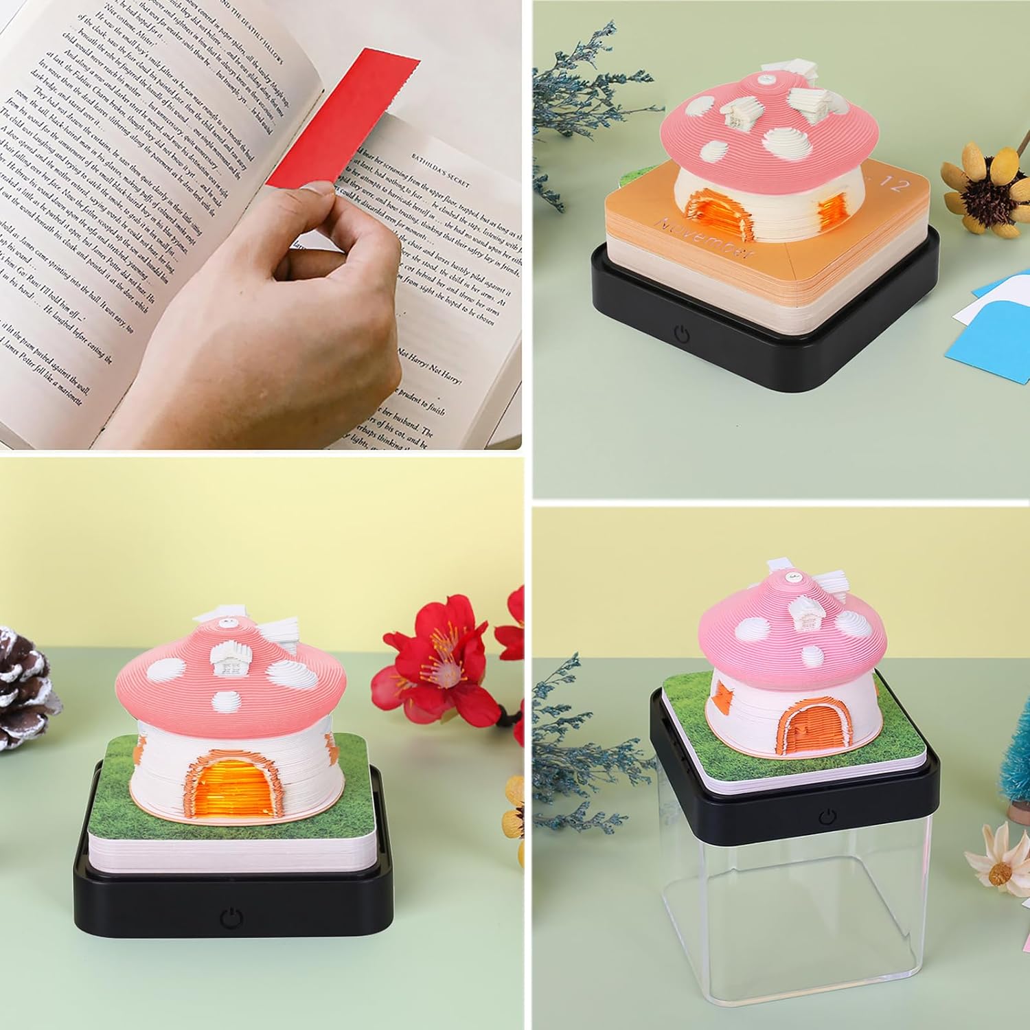 2024 Time Piece Mushroom Calendar Memo Pad with LED Lights