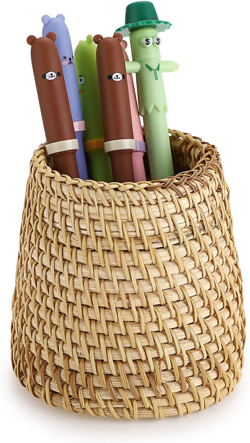 Rattan Pen Cup,Handmade Desk Pencil Holders