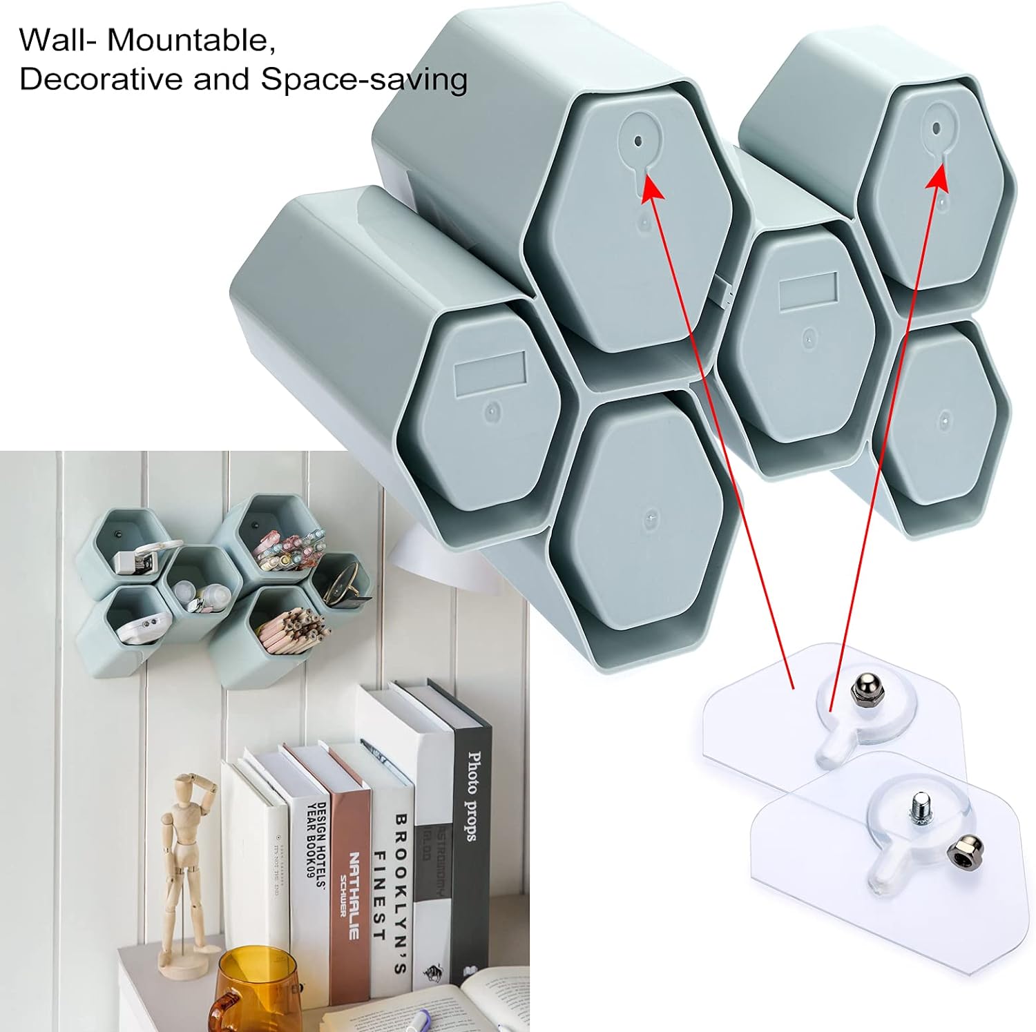 Hexagonal Creative Pen Holder Desktop Wall-Mounted