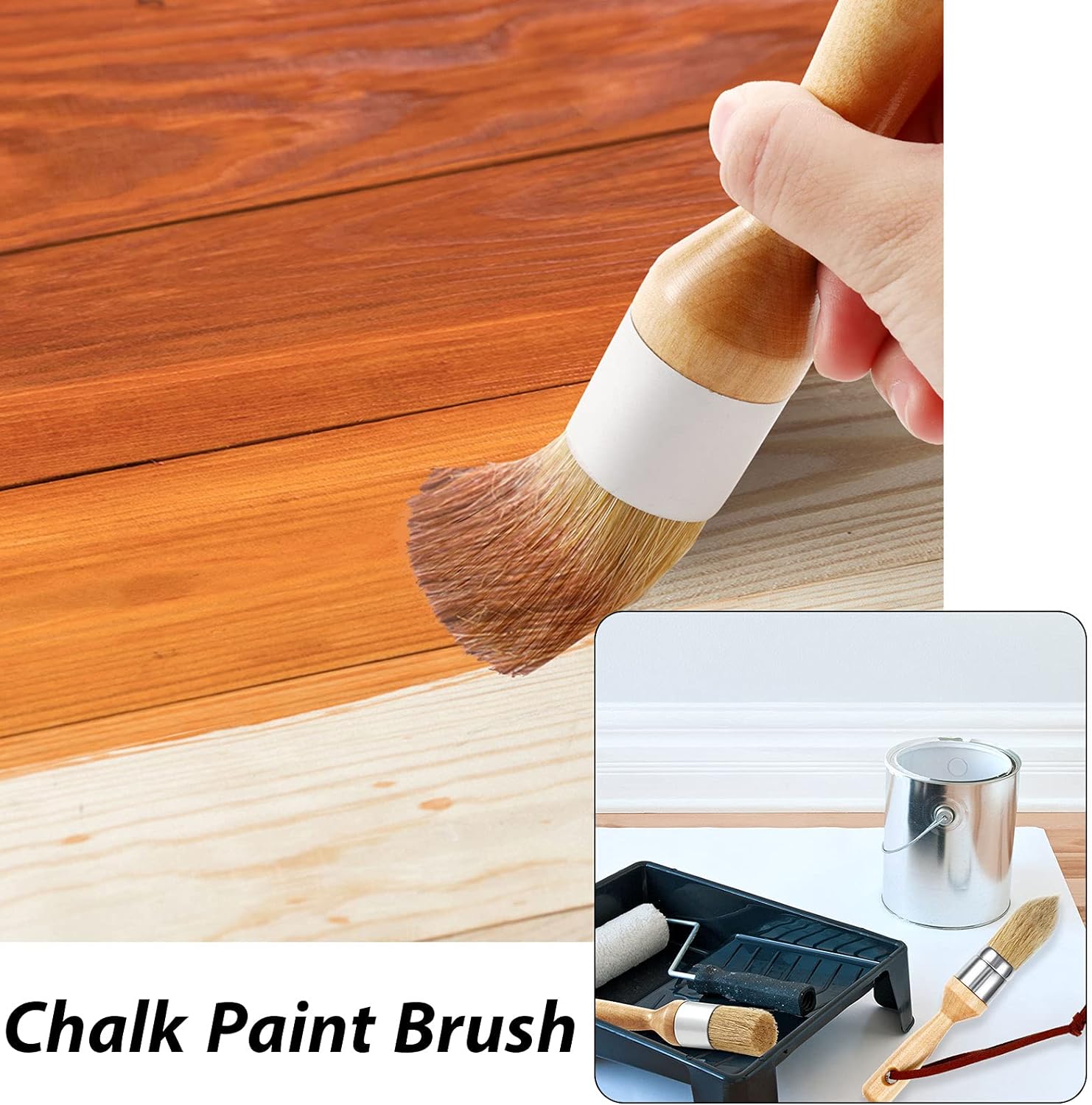 3 Pieces Chalk and Wax Paint Brushes for Acrylic Painting Wood Furniture