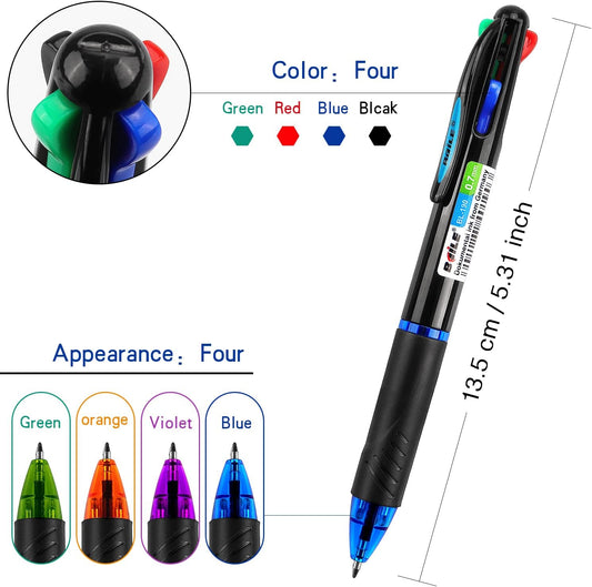 Multicolor Ballpoint Pens 4in1 0.7mm Retractable Gift Pens