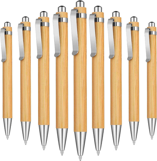 Bamboo Wooden Retractable Ballpoint Pen Black Ink 1 mm Pens 12/24/36 Pack - TTpen