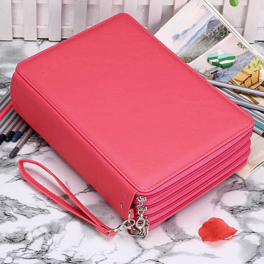 200 Slots PU Leather Pencil Case Holder Organizer