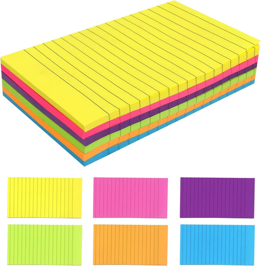 Lined Sticky Notes 4 X 6 Inch,50 Sheets/pad,6 Color