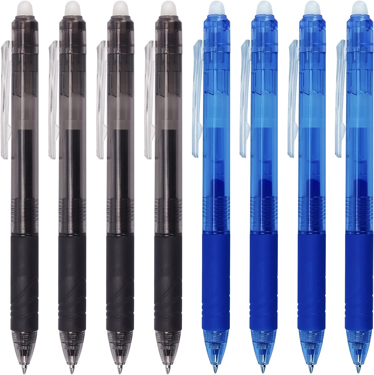 8 Pack Retractable Erasable Gel Pens Clicker Fine Point 0.7mm