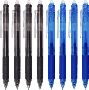8 Pack Retractable Erasable Gel Pens Clicker Fine Point 0.7mm