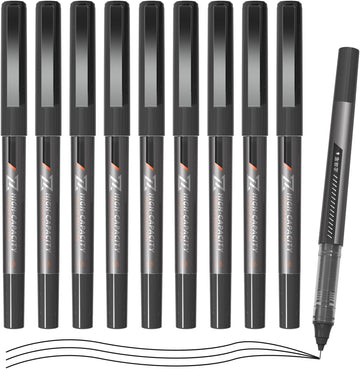 M&G 10Pcs Liquid Rollerball Pens,0.5mm Black Ink Ultra Fine Point Pens