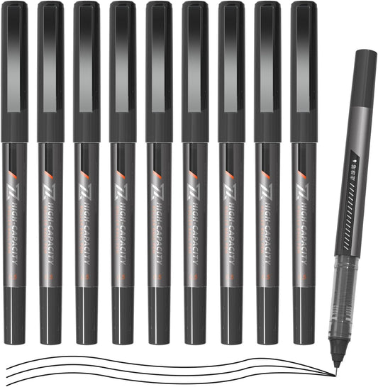 M&G 10Pcs Liquid Rollerball Pens,0.5mm Black Ink Ultra Fine Point Pens