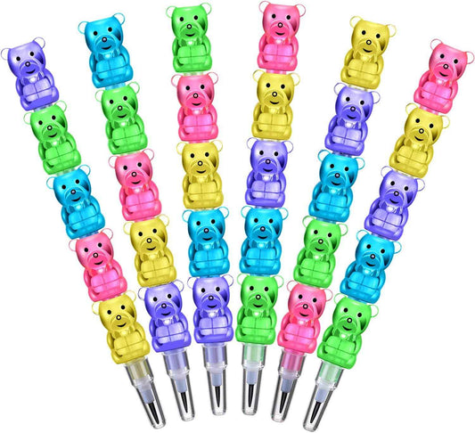 40Pcs 5in1 Stackable Pencils Plastic Colored Bear - TTpen