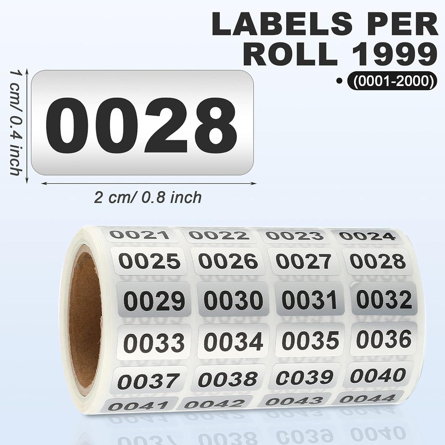 001-2000 Pcs Inventory Number Sticker Labels Self Adhesive Waterproof