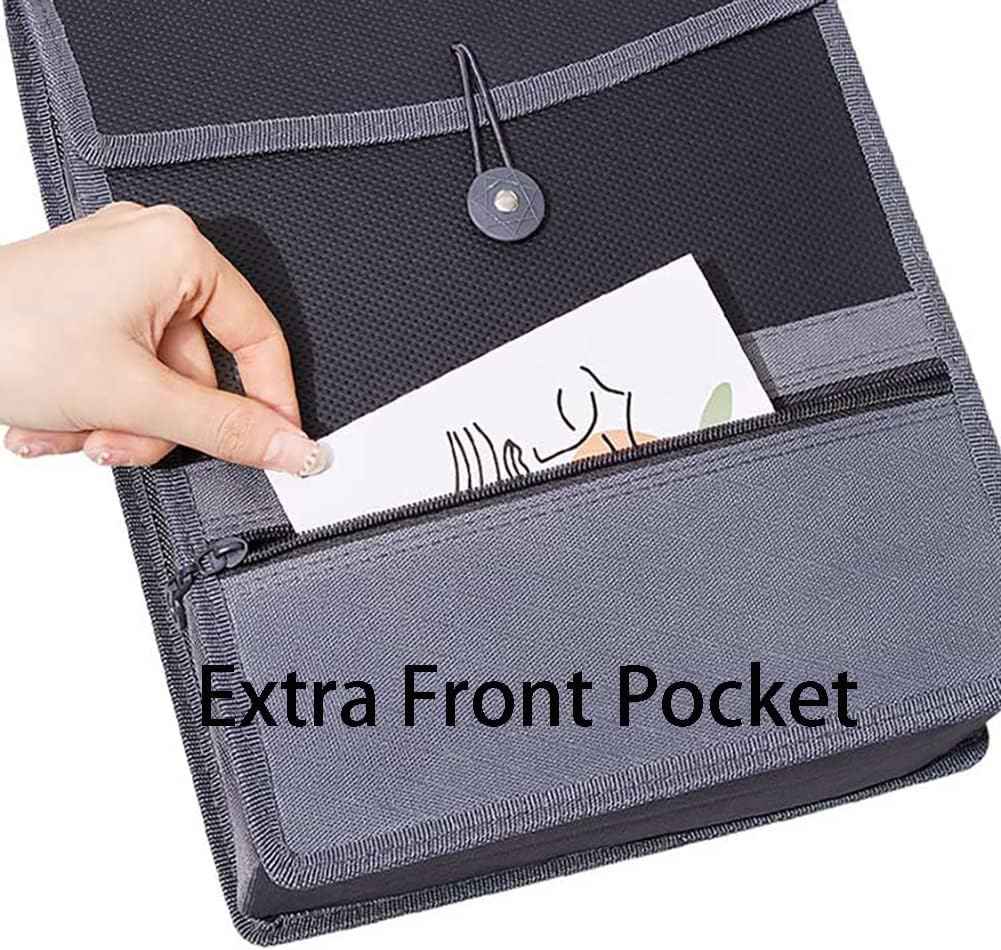 Verical Folder File 4 Pack Vertical File Folders with Front Zip Pocket,A4/Letter Size Blac