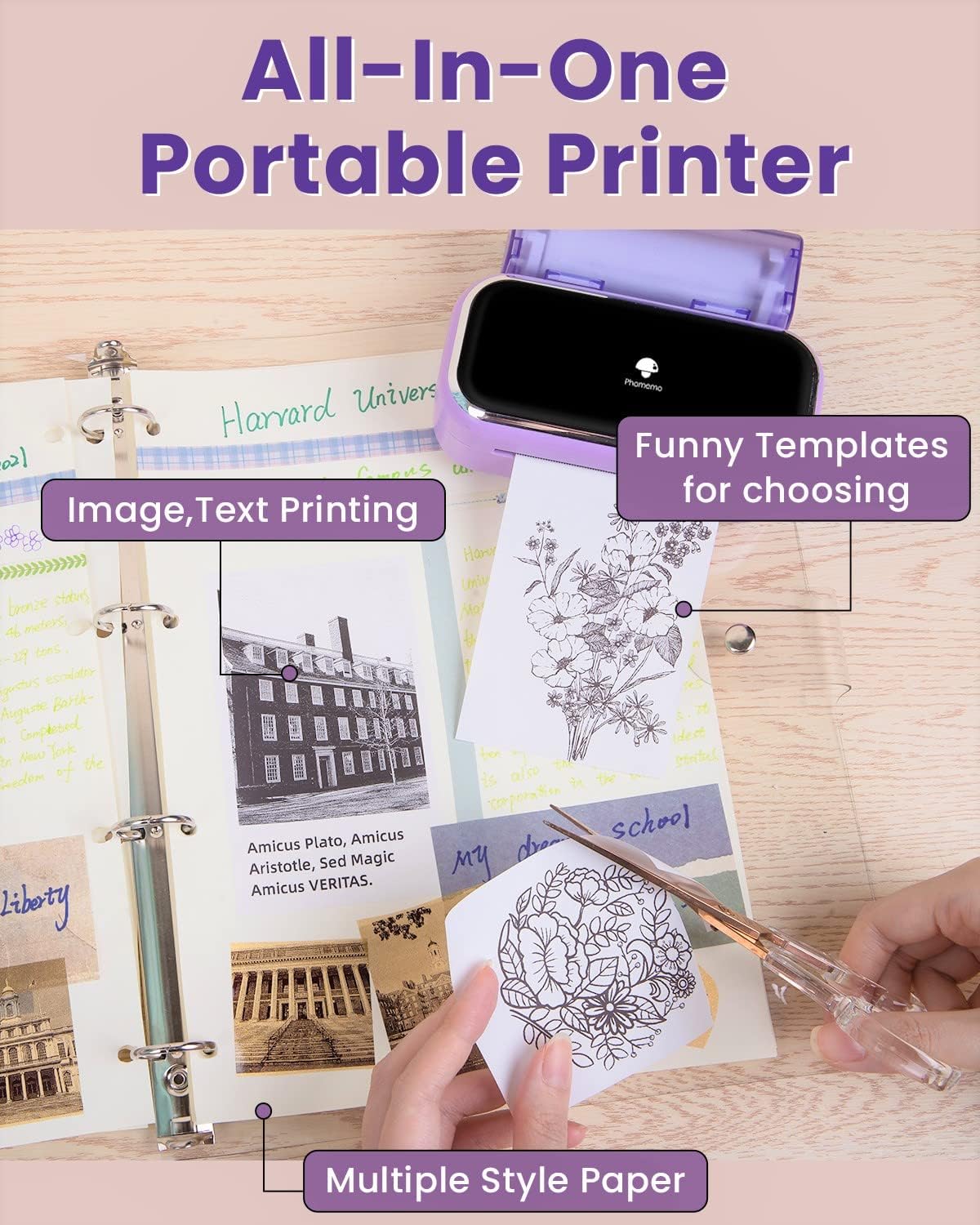 Phomemo M03 Portable Bluetooth Printer for 2-3 Inch Width Thermal Paper
