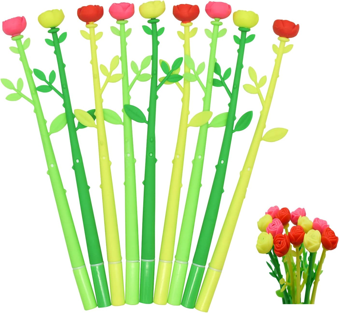 30PCS Fancy Rose Beautiful Floral Gel Pens Black for Kids Girls Women