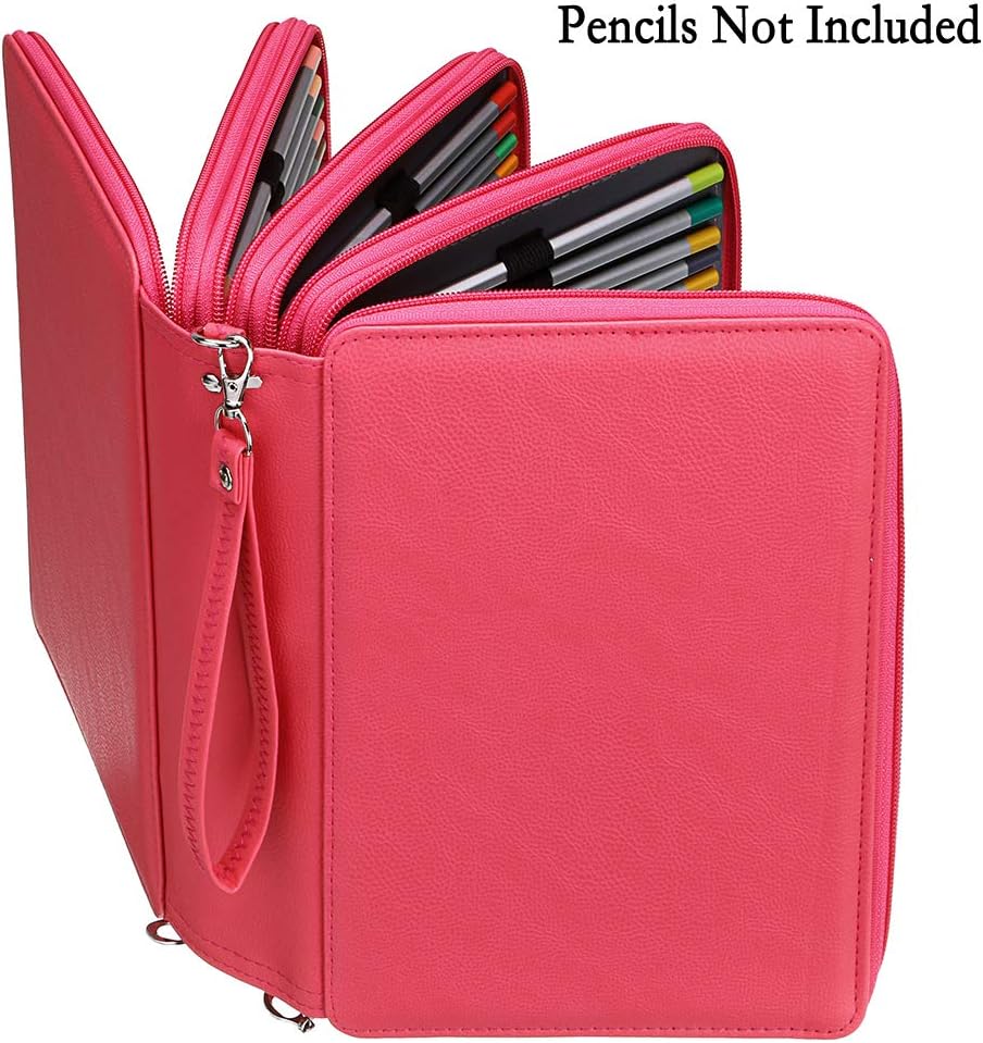 200 Slots PU Leather Pencil Case Holder Organizer