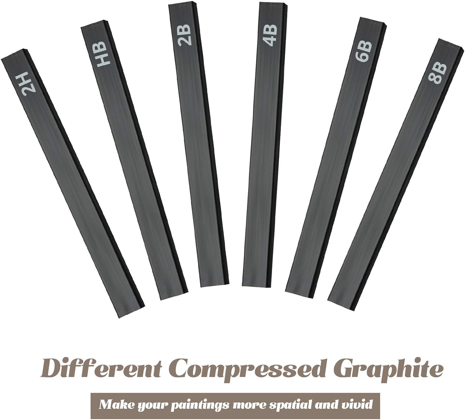 12Pcs Graphite Material Sticks Square Compressed Charcoal Set